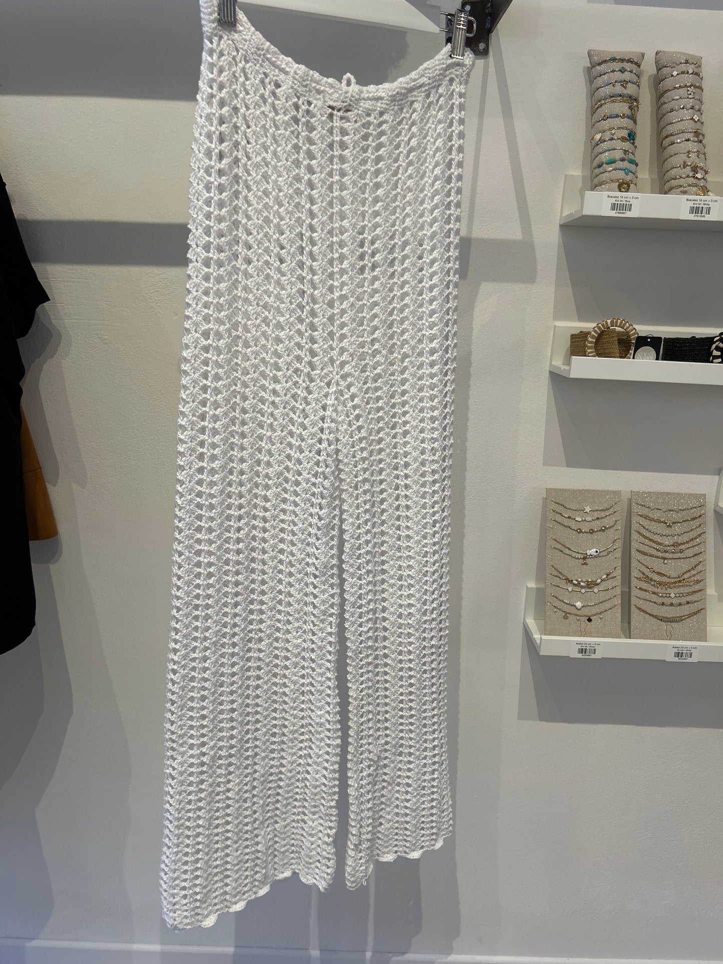 Pantalones de crochet hechos a mano blancos únicos
