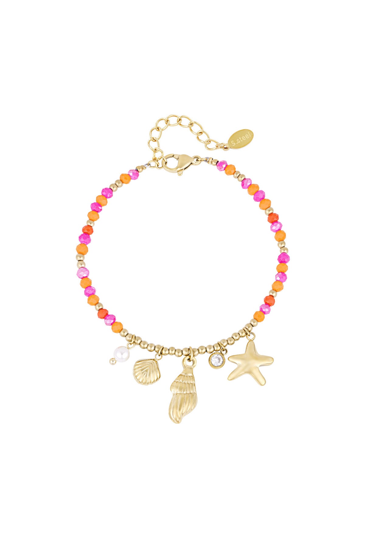 Pulsera Concha Rosa Naranja