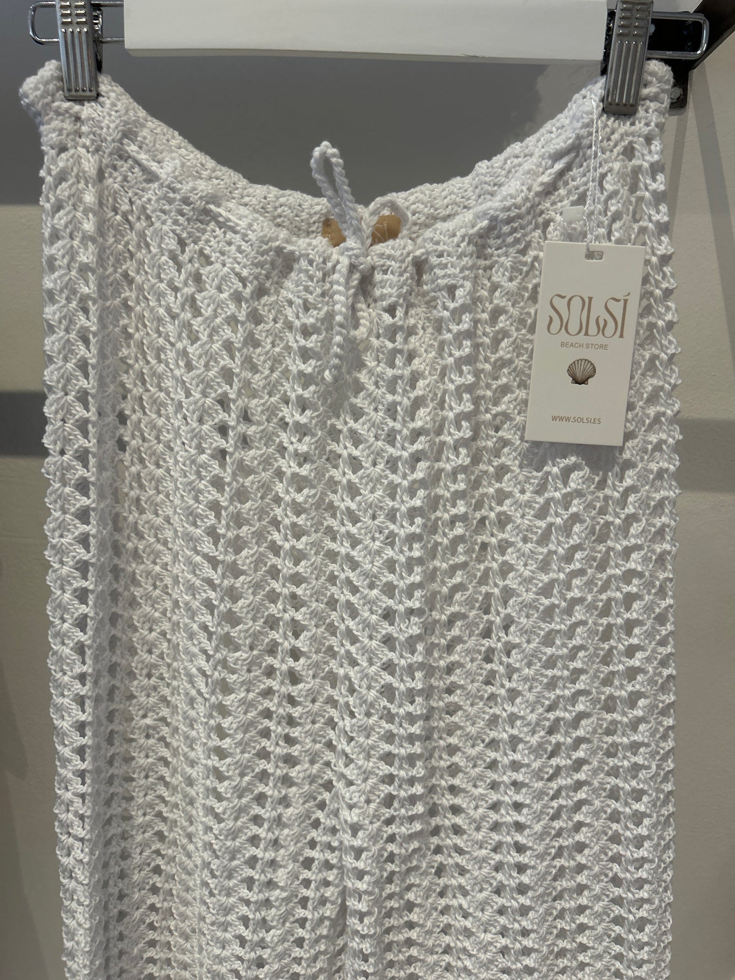 Pantalones de crochet hechos a mano blancos únicos