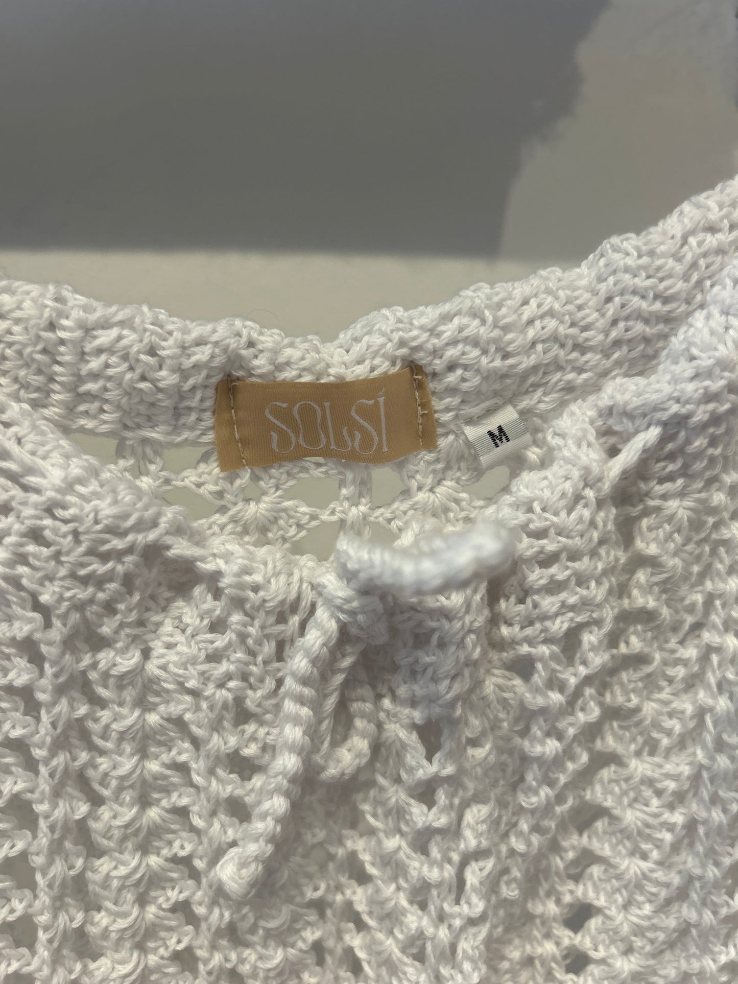 Pantalones de crochet hechos a mano blancos únicos