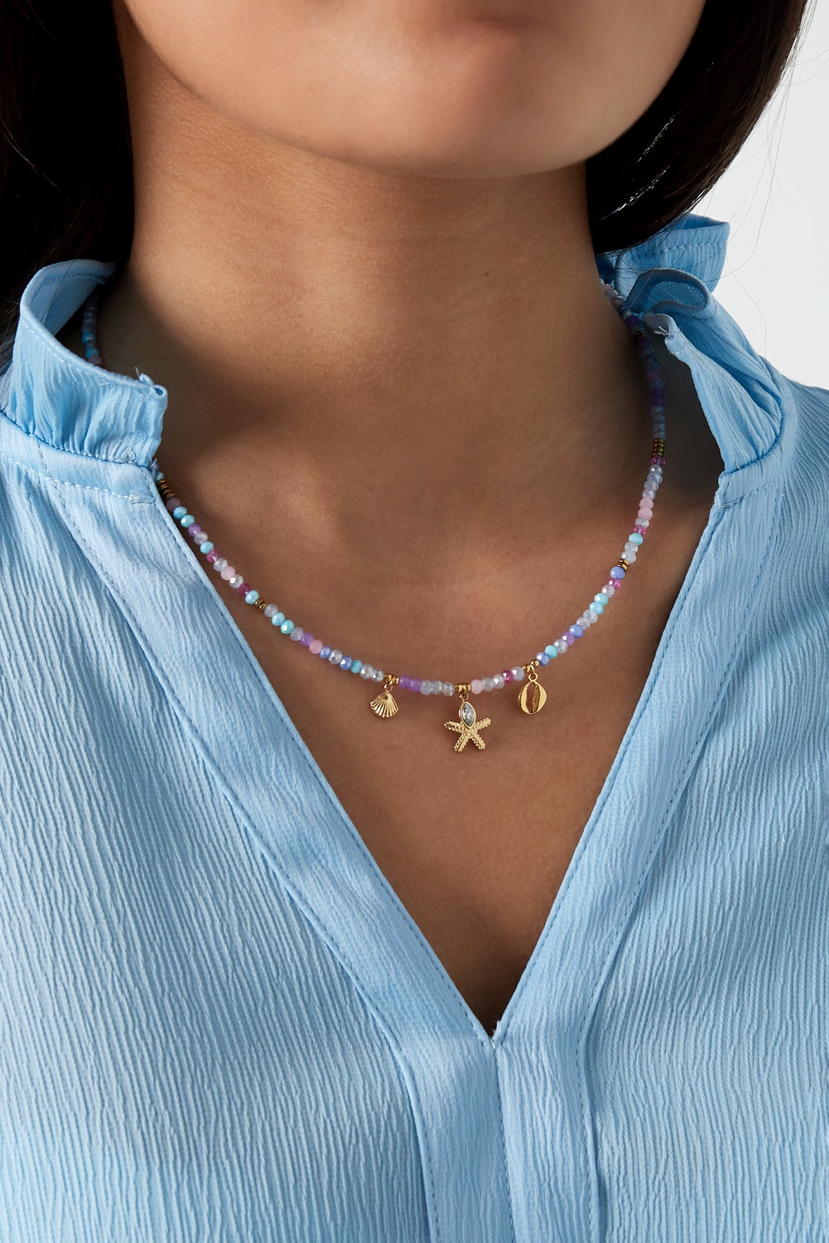 Necklace Shell Party Blue