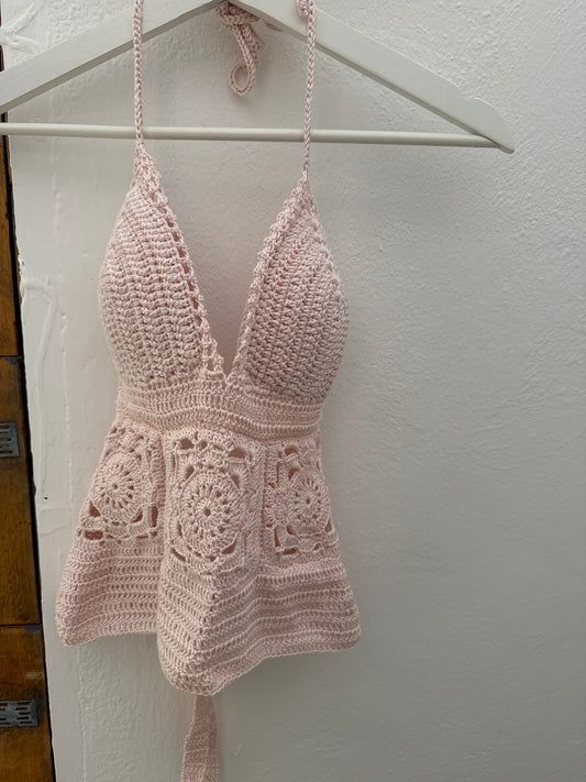 Handmade Crochet Festival Top Pink