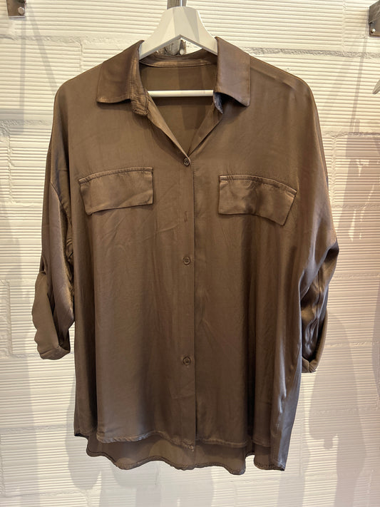 Blusa Satén Ceniza