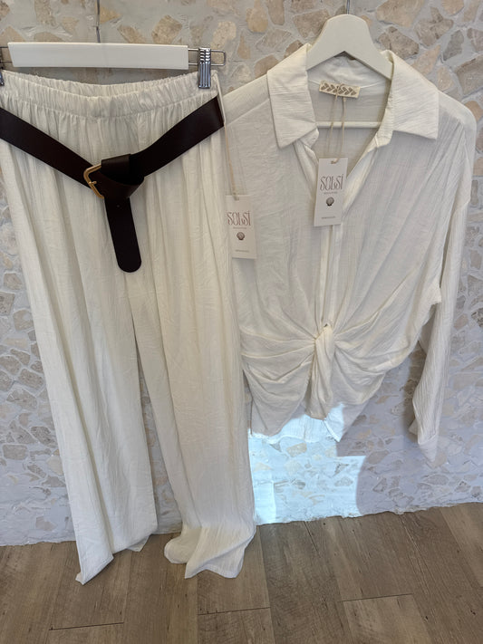 Set Solyna blouse and pants offwhite