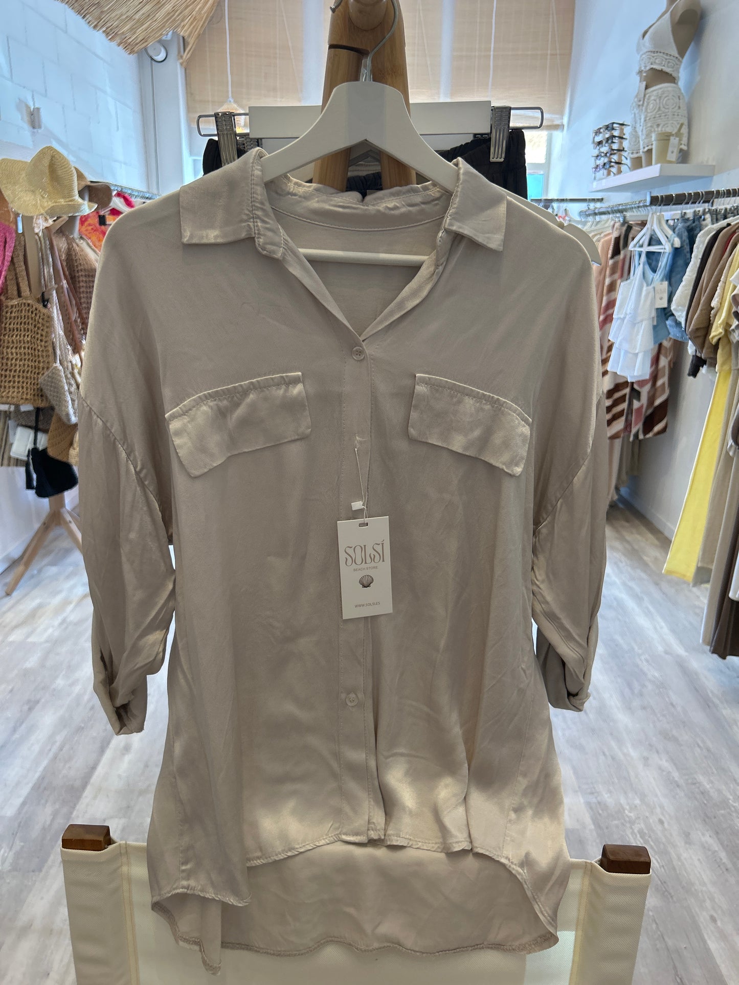 Blusa Satén Ceniza