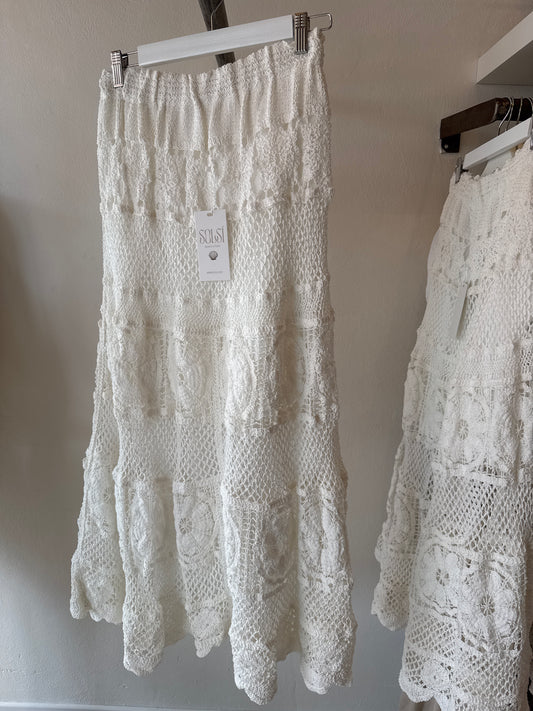 Skirt Wide Flower Crochet